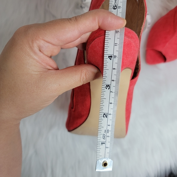 Red boots stiletto heel open toe silver studs. - Picture 10 of 12